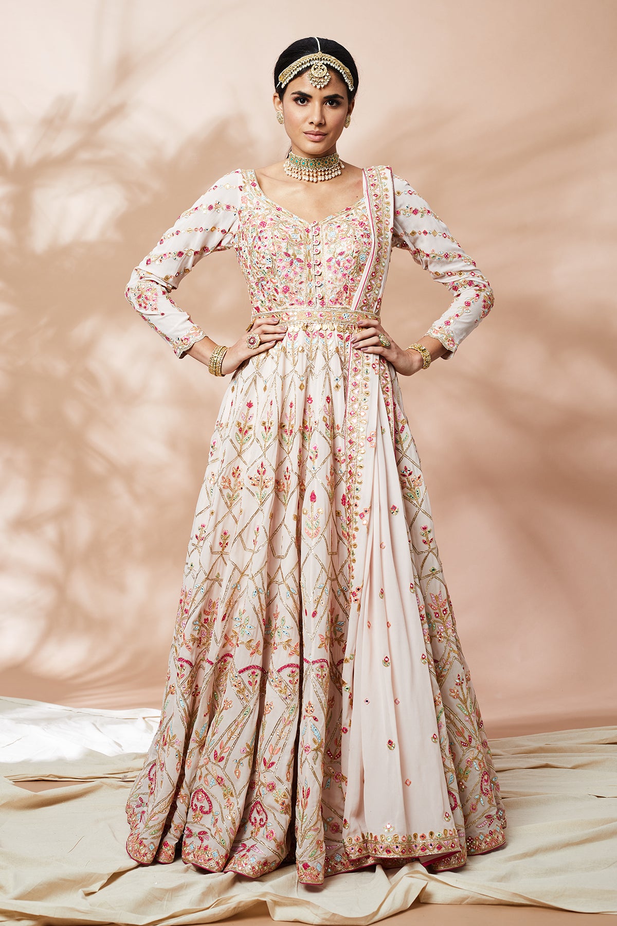 Pink Designer Embroidered Satin Silk Anarkali Gown | Anarkali gown, Anarkali  dress, Designer gowns